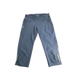 Athleta Navy Blue Capri Leggings XS Reflective Pockets Stretchy Activewear